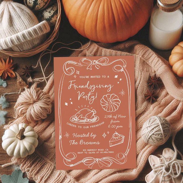 Invitation Autumn Terracotta Friendsgiving Dinner Party (Créateur téléchargé)