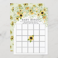 Autumn Yellow Sunflower BINGO Baby shower Jeu