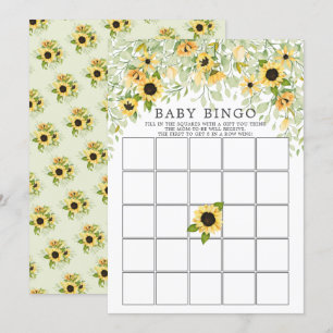 Invitation Autumn Yellow Sunflower BINGO Baby shower Jeu