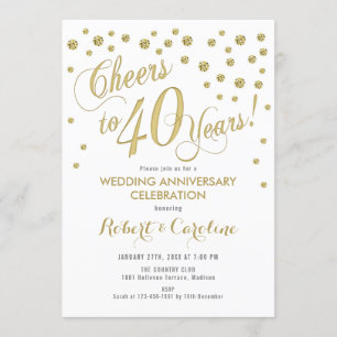 Invitation aux 40 ans de mariage - Or et blanc