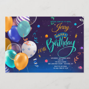 Invitation aux ballons d'anniversaire