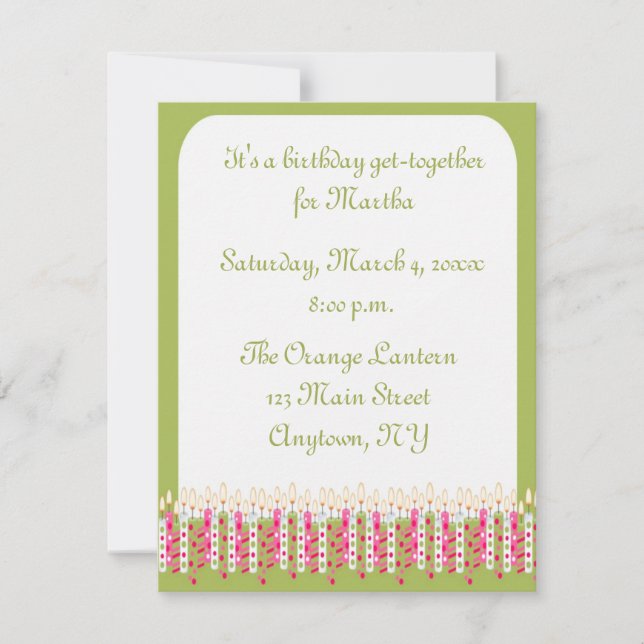 Invitation aux bougies d'anniversaire (Devant)