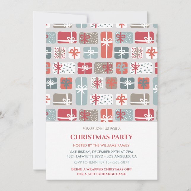 Invitation aux cadeaux de motif de fête de Noël (Devant)