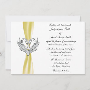 Invitation aux Cygnes Argent Ruban Jaune