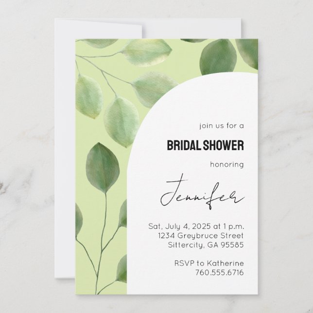 Invitation aux feuilles d'eucalyptus d'un beau ver (Devant)