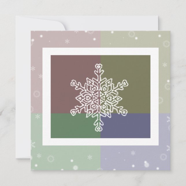 Invitation aux flocons de neige quadruple couleur (Devant)