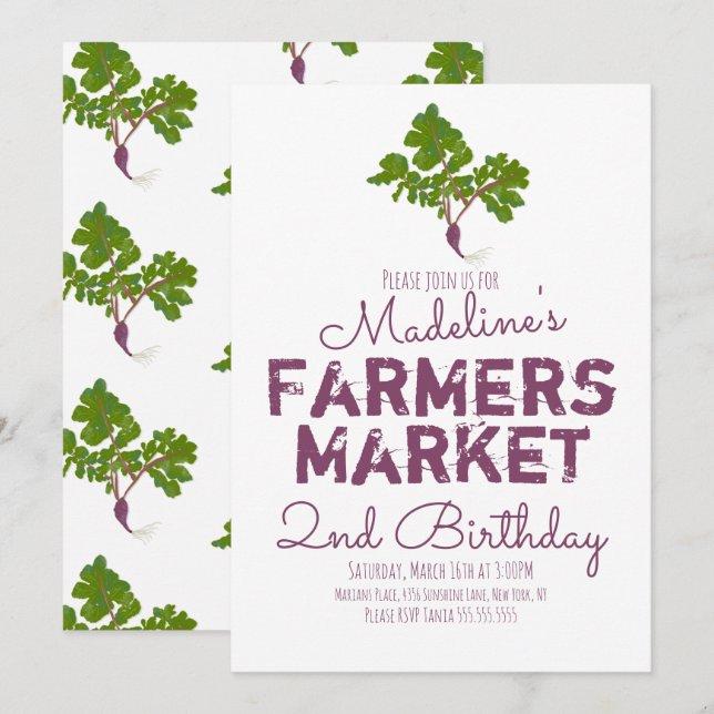 Invitation aux légumes de radis du marché fermier  (Devant / Derrière)