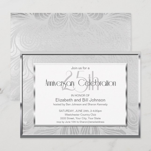 Invitation aux noces d'argent de 25 ans de mariage (Devant / Derrière)