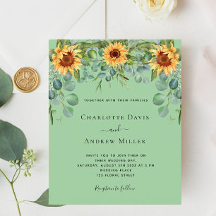 Invitation aux tournesols et eucalyptus vert menth