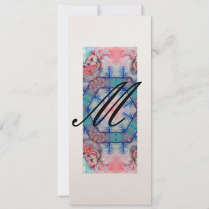 Invitation AVALON Abstrait Monogramme Rose Pâle Bleu Champagn