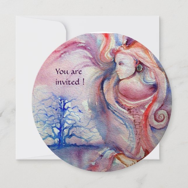 Invitation AVALON Magie et Mystère rose bleu clair blanc (Devant)