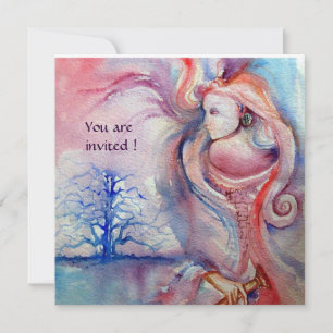 Invitation AVALON Magie et mystère rose douce bleu blanc