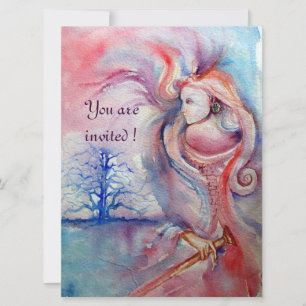 Invitation AVALON, Magie et Mystère rose pâle violet bleu