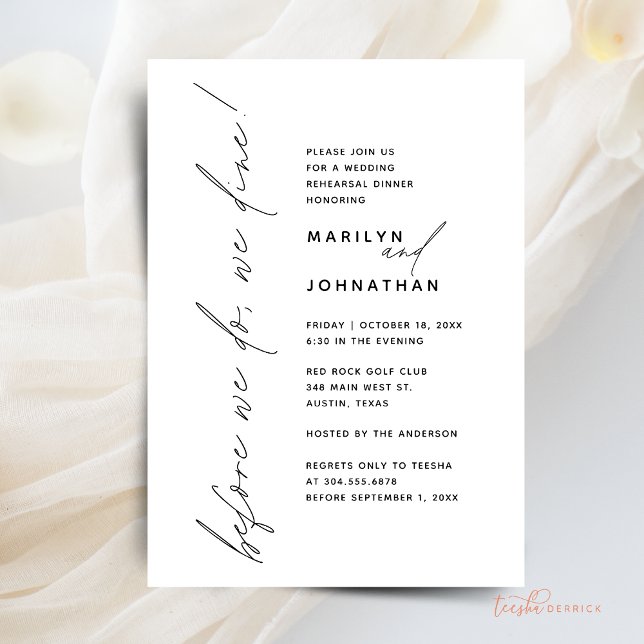 Invitation Avant De Dîner, Nous Dînons De Répétition Mariage (Before We Do Dine, We Dine, Wedding Rehearsal Dinner Invitation Card, Downloadable)