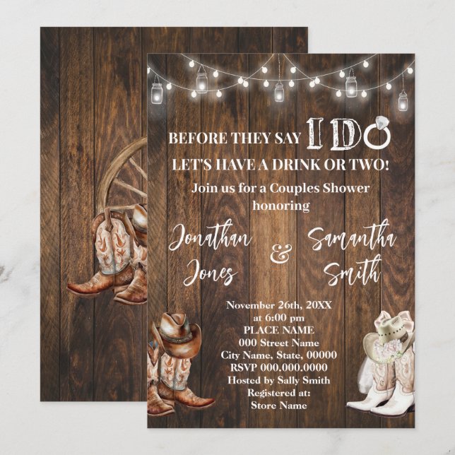 Invitation Avant de dire Je fais Couples Douche Pays de l'Oue (Devant / Derrière)