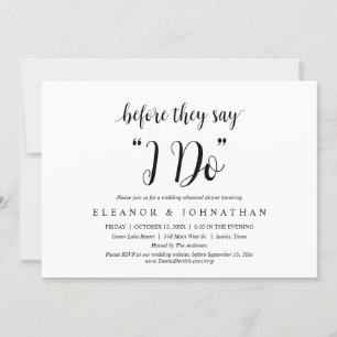 Invitation Avant De Dire "Je Le Fais", Dîner De Répétition Ma