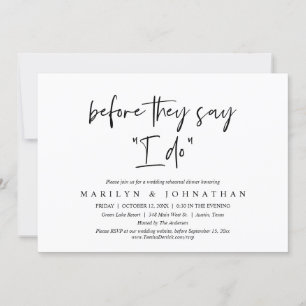 Invitation Avant De Dire "Je Le Fais", Dîner De Répétition Ma