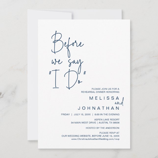 Invitation Avant De Dire "Je Le Fais", Dîner De Répétition Ma (Devant)