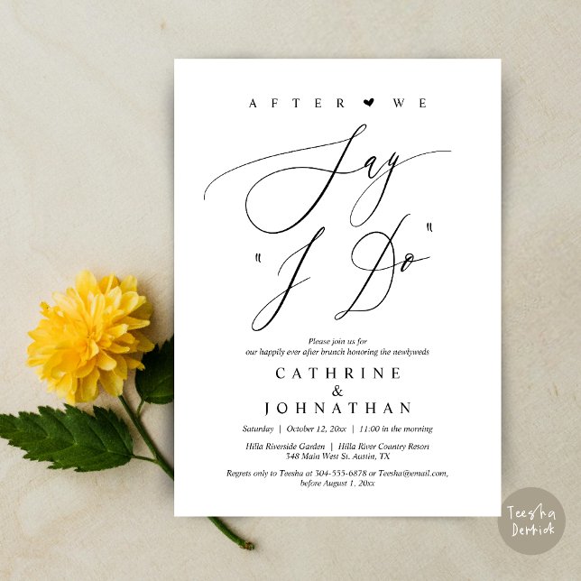 Invitation Avant de dire "Je le fais", Dîner de répétition Ma (Before we say "I Do", Wedding Brunch Invitation Card, PDF, Modern Romantic, in Black and White)
