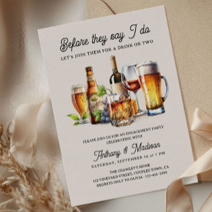 Invitation Avant de dire 'oui' Bière Vin Whisky Fiançailles