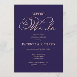 Invitation Avant de faire le dîner de répétition Rose Gold Na