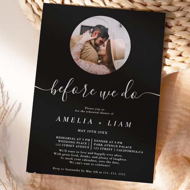 Invitation Avant de faire photo blanc noir de la répétition d (Créateur téléchargé)