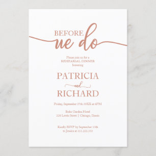 Invitation Avant de faire une élégante répétition de dîner Ro