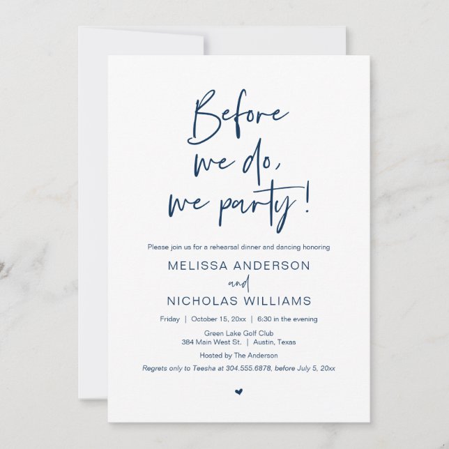 Invitation Avant De Le Faire, Nous Faisons La Fête, Dîner De  (Devant)