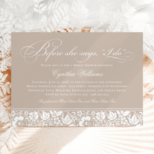 Invitation Avant Elle Dit Que Je Fais Fête des mariées Beige  (Créateur téléchargé)