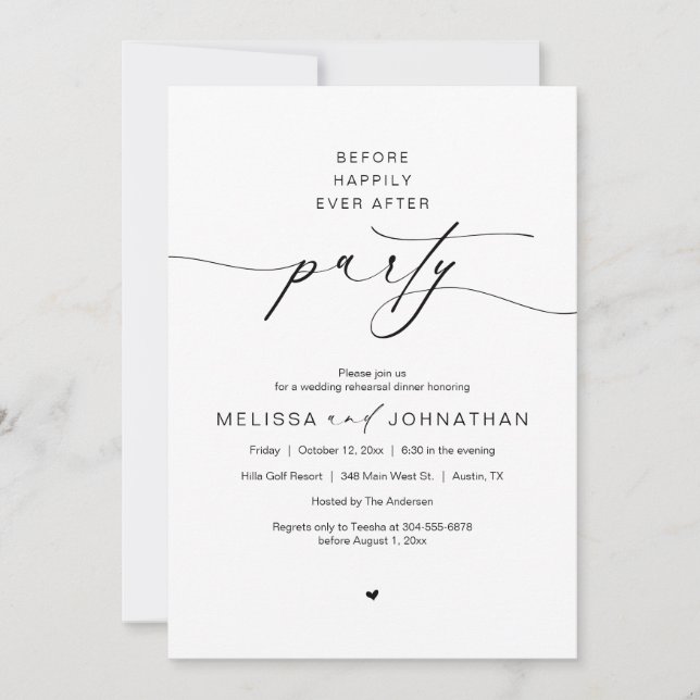 Invitation Avant Heureusement Après La Fête, Dîner De Répétit (Devant)