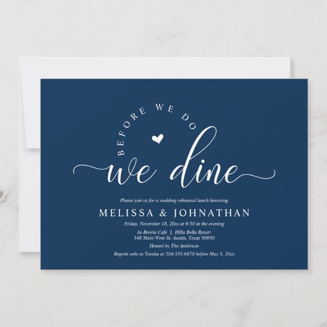 Invitation Avant Heureux Jamais Après Le Dîner De Répétition  (Devant)