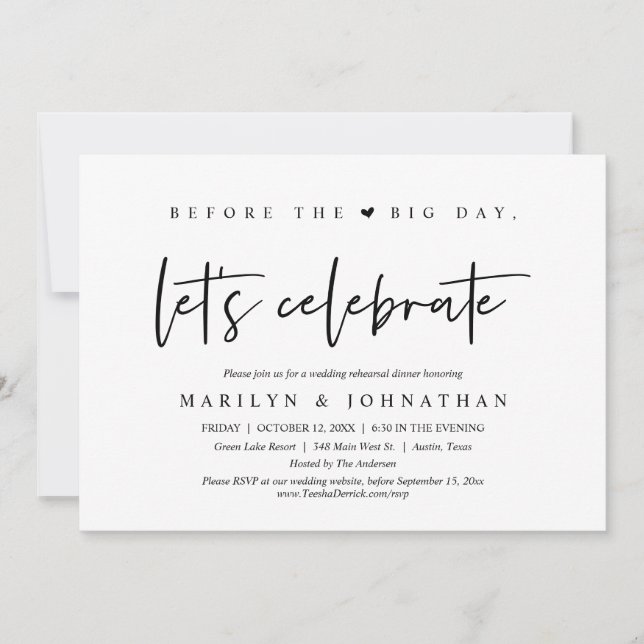 Invitation Avant Le Grand Jour, Dîner De Répétition Mariage (Devant)