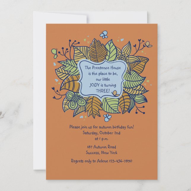 Invitation Avant l'invitation d'automne de feuille (Devant)