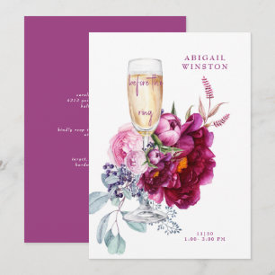 Invitation Avant l'Invitation de Mariage Champagne Magenta de