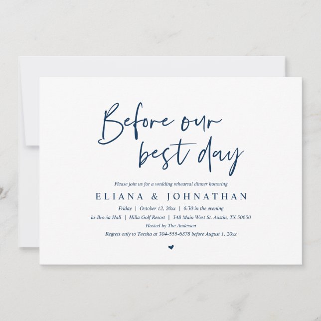 Invitation Avant Notre Meilleure Journée, Dîner De Répétition (Devant)