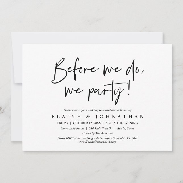 Invitation Avant Nous, Nous Faisons La Fête, Dîner De Répétit (Devant)