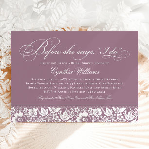 Invitation Avant qu'elle ne dise oui Fête de mariage Mauve