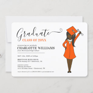 Invitation Avatar féminin personnalisable  Diplôme d'études s