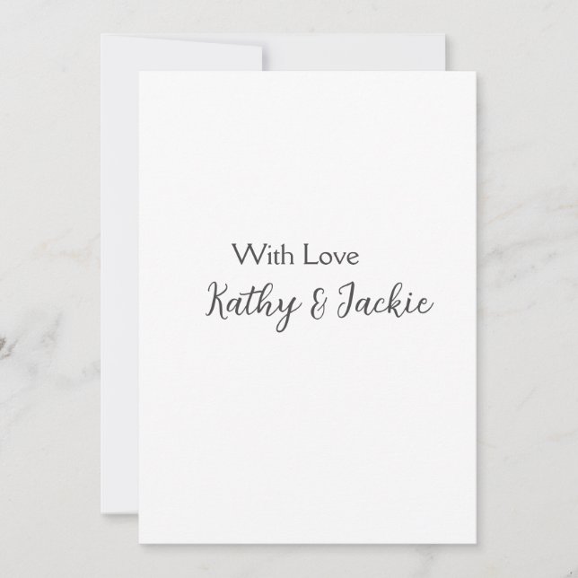 Invitation Avec amour ajouter nom de couple mariage simple mi (Devant)