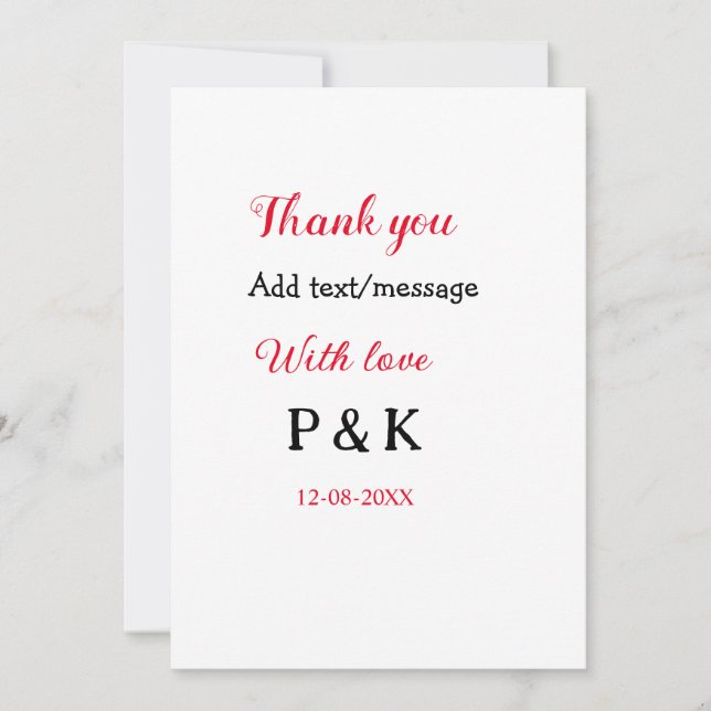 Invitation Avec amour ajoutez lettre nom couple merci ajoutez (Devant)