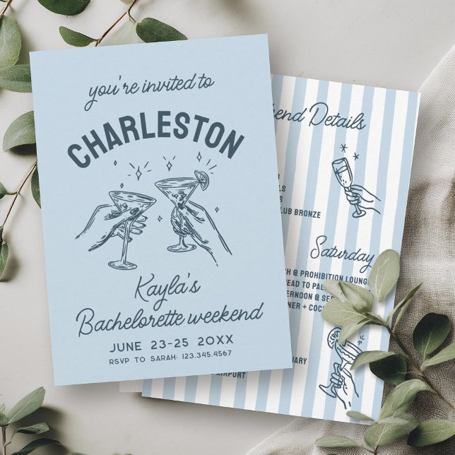 Invitation Avec Amour De [Votre Ville] Bachelorette Bleue (Créateur téléchargé)