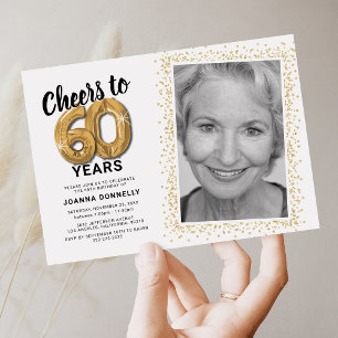 Invitation avec ballons dorés pour 60e anniversair