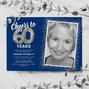 Invitation avec ballons en argent pour les 60 ans