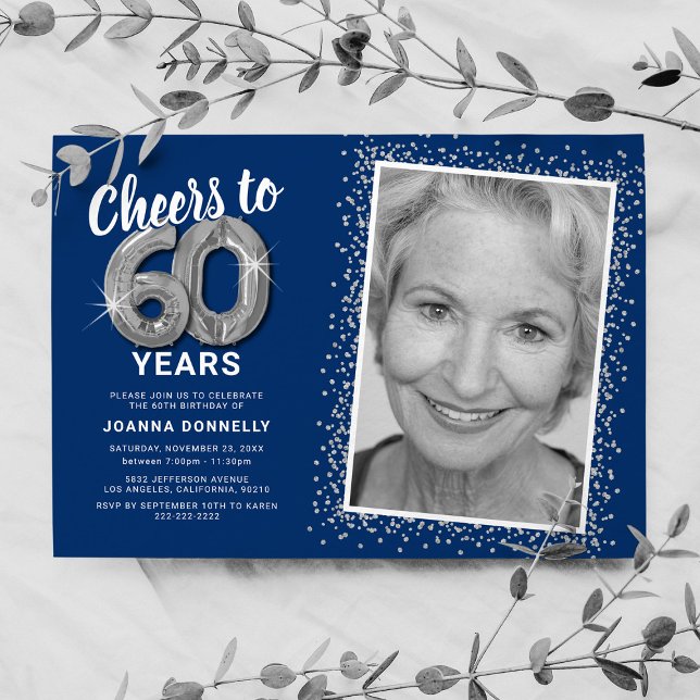 Invitation avec ballons en argent pour les 60 ans (Créateur téléchargé)