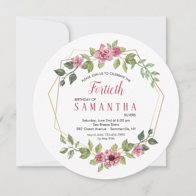 Invitation avec cadre en fil floral (Devant)