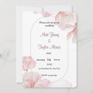 Invitation avec cadre floral rose pâle