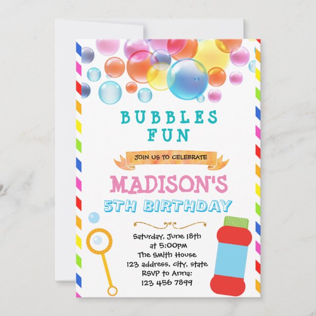 Invitation avec carte de mots bulles mignonnes (Devant)