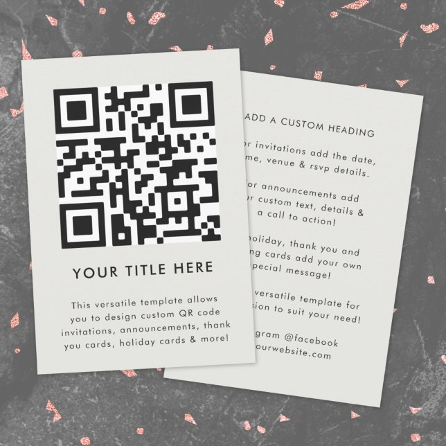 Invitation avec code QR | Invitation scannable pol (Modern smart QR code gray invitation template by Guava - versatile, stylish, and customizable)