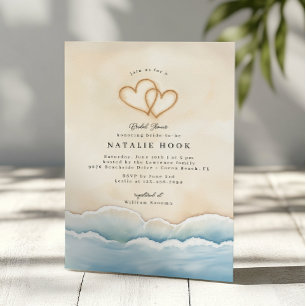 Invitation avec coeur de la douche nuptiale de pla