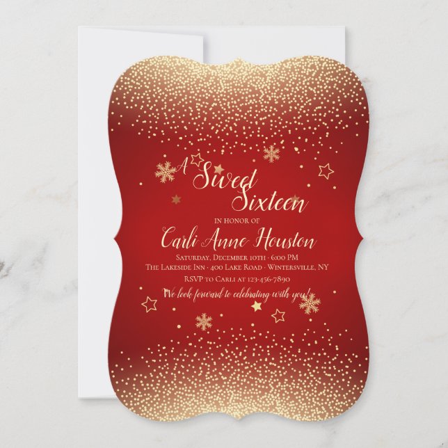 Invitation avec confettis dorés (Devant)